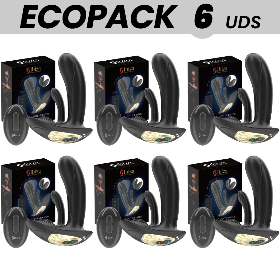 ECOPACKS 6 UNITÉS - VIBRATEUR PORTABLE IBIZA AVEC STIMULATION DU POINT G ET DU CLITORIS AVEC TÉLÉCOMMANDE