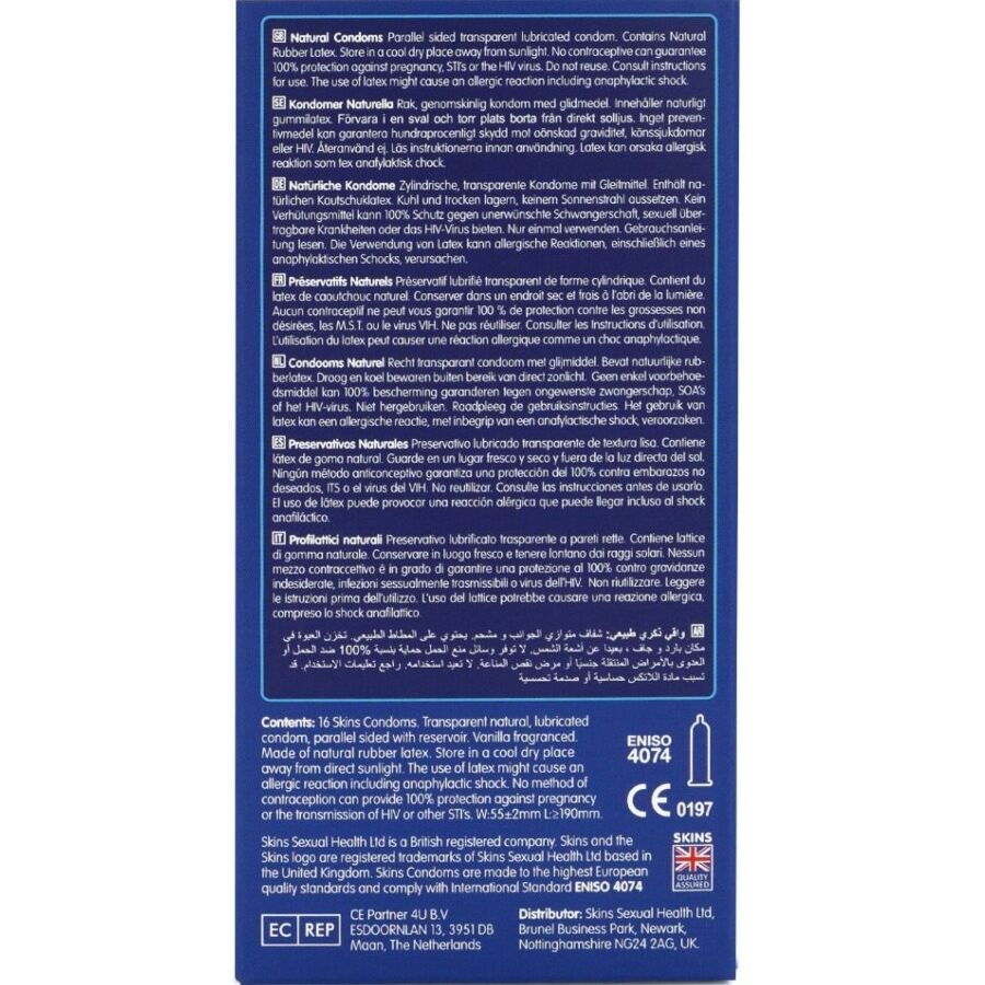 SKINS - PACK DE 16 PRÉSERVATIFS NATURELS PREMIUM