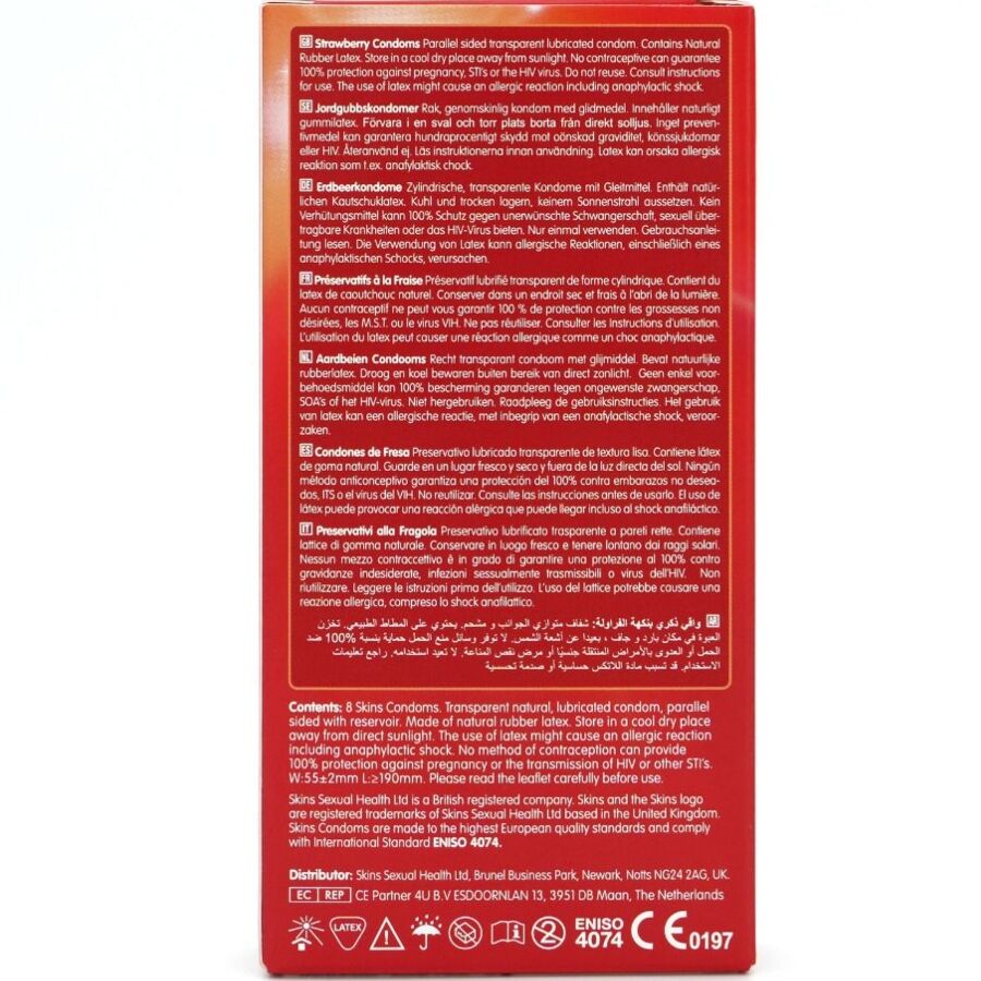 SKINS - PACK DE 8 PRÉSERVATIFS PREMIUM FRAISE