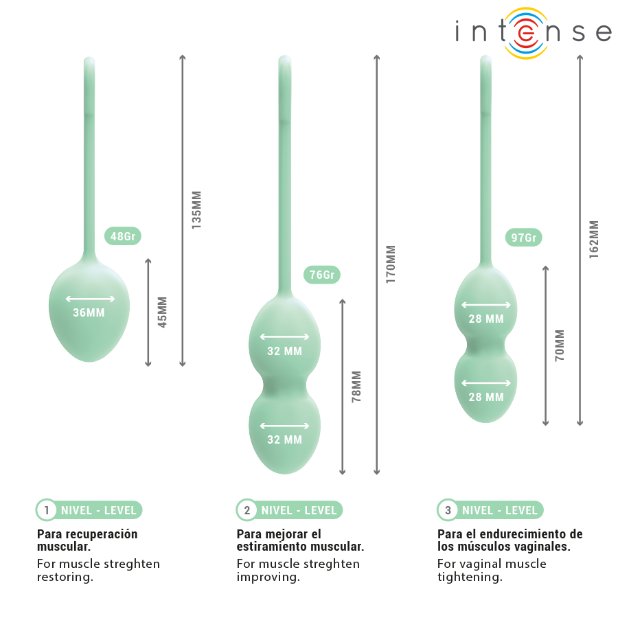 INTENSE - KIT DE BOULES DE KEGEL CHARLI VERT CLAIR