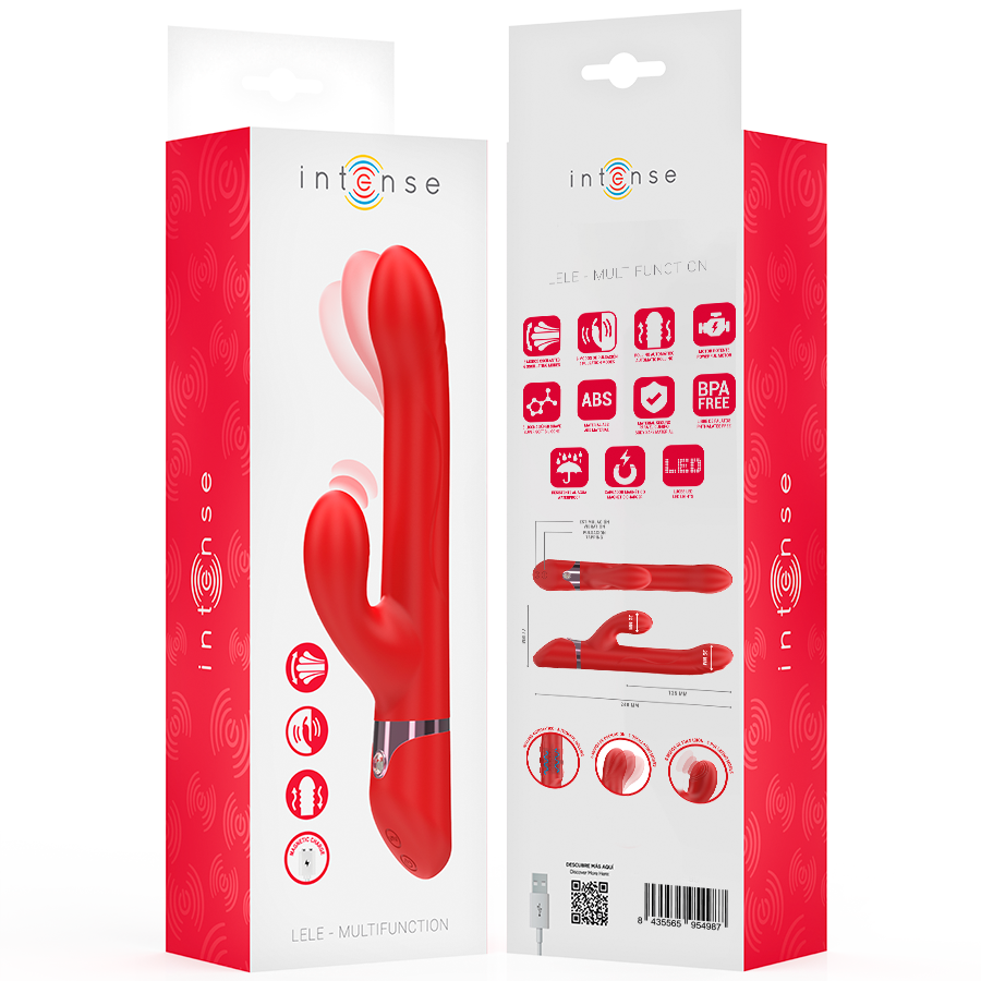INTENSE - LELE VIBRATEUR MULTIFONCTION ROTATIF & OSCILLANT & STIMULANT ROUGE