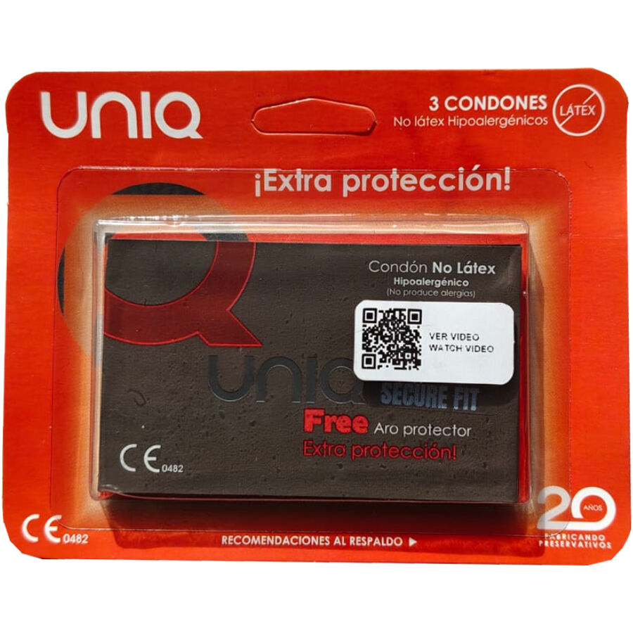 UNIQ - PRÉSERVATIFS SANS LATEX SECURE FIT 3 UNITÉS