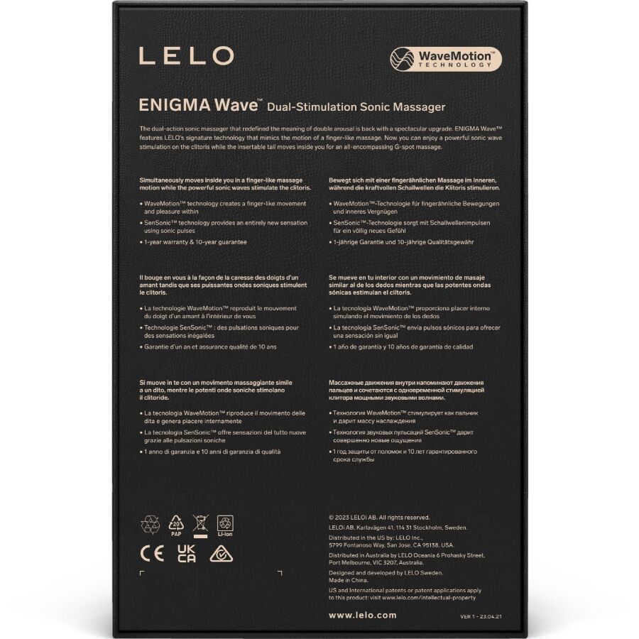LELO - ENIGMA WAVE VIBRATION TRIPLE MASSAGER NOIR