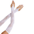 LEG AVENUE - GANTS CHAUFFANTS EXTRA LONGS EN DENTELLE FLORALE BLANCS
