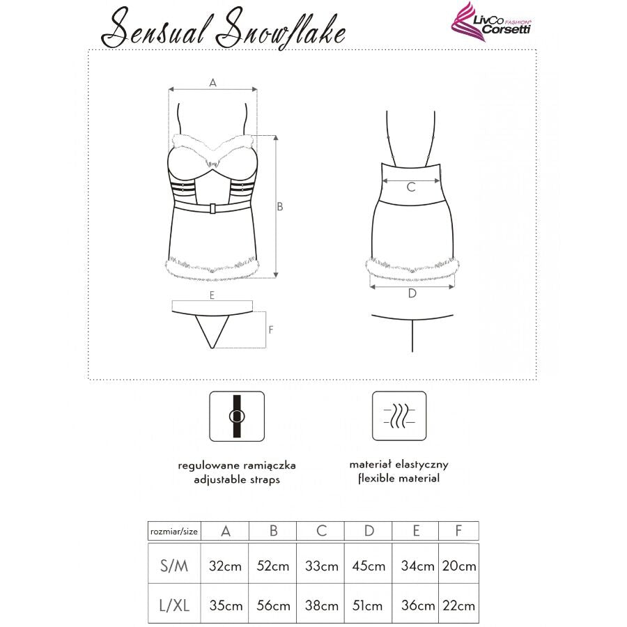LIVCO CORSETTI FASHION - SENSUAL SNOWFLAKE LC 90603 CHEMISE DE NOËL + STRING + BANDEAU