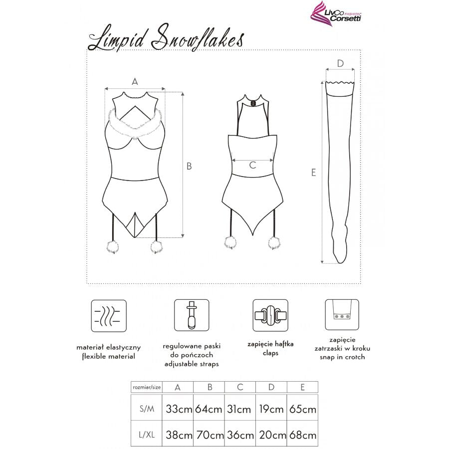 LIVCO CORSETTI FASHION - LIMPID SNOWFLAKES LC 90604 BODY + BAS + BANDEAU DE NOËL