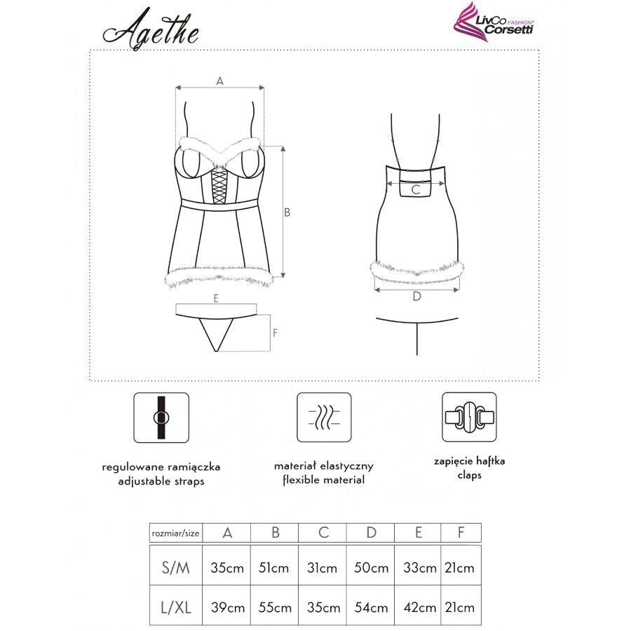 LIVCO CORSETTI FASHION - AGETHE LC 90607 CHEMISE + STRING + BONNET DE NOËL