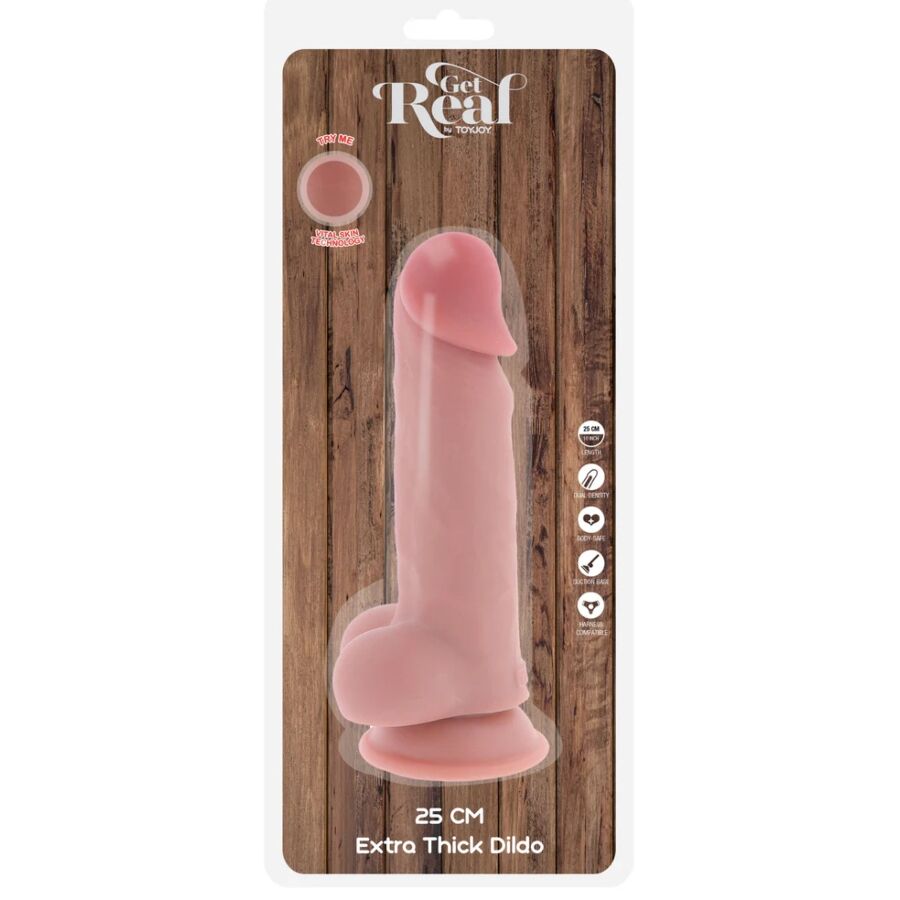 GET REAL - PÉNIS RÉALISTE DE LUXE AVEC TESTICULES EXTRA ÉPAIS DE 25 CM