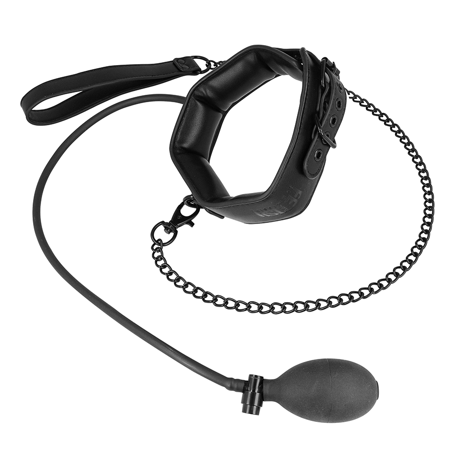 FETISH SUBMISSIVE BONDAGE - COLLIER D'ÉTRANGLEMENT GONFLABLE AVEC CHAÎNE