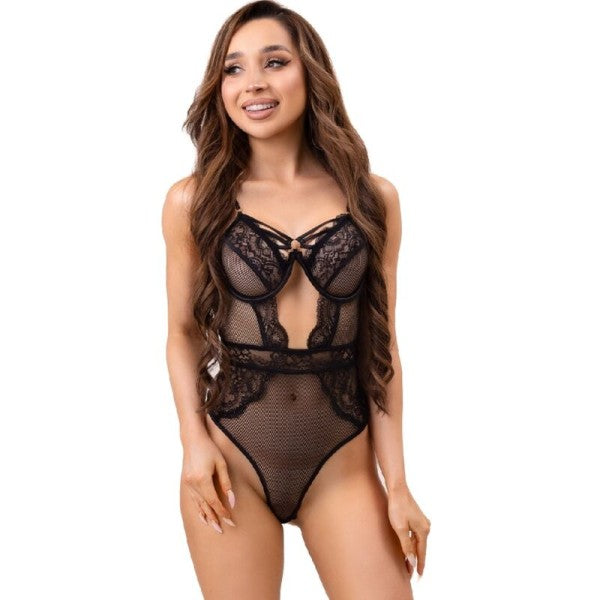 LIVCO CORSETTI FASHION - BODY PAULA LC 20209 AVEC DÉCORATIONS EN DENTELLE NOIR